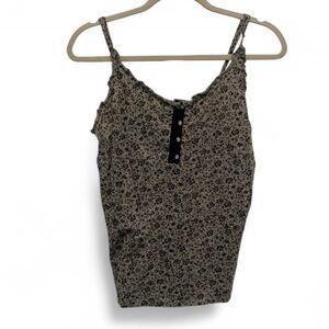 Y2K Old Navy Gray Black Floral Print Tank Top